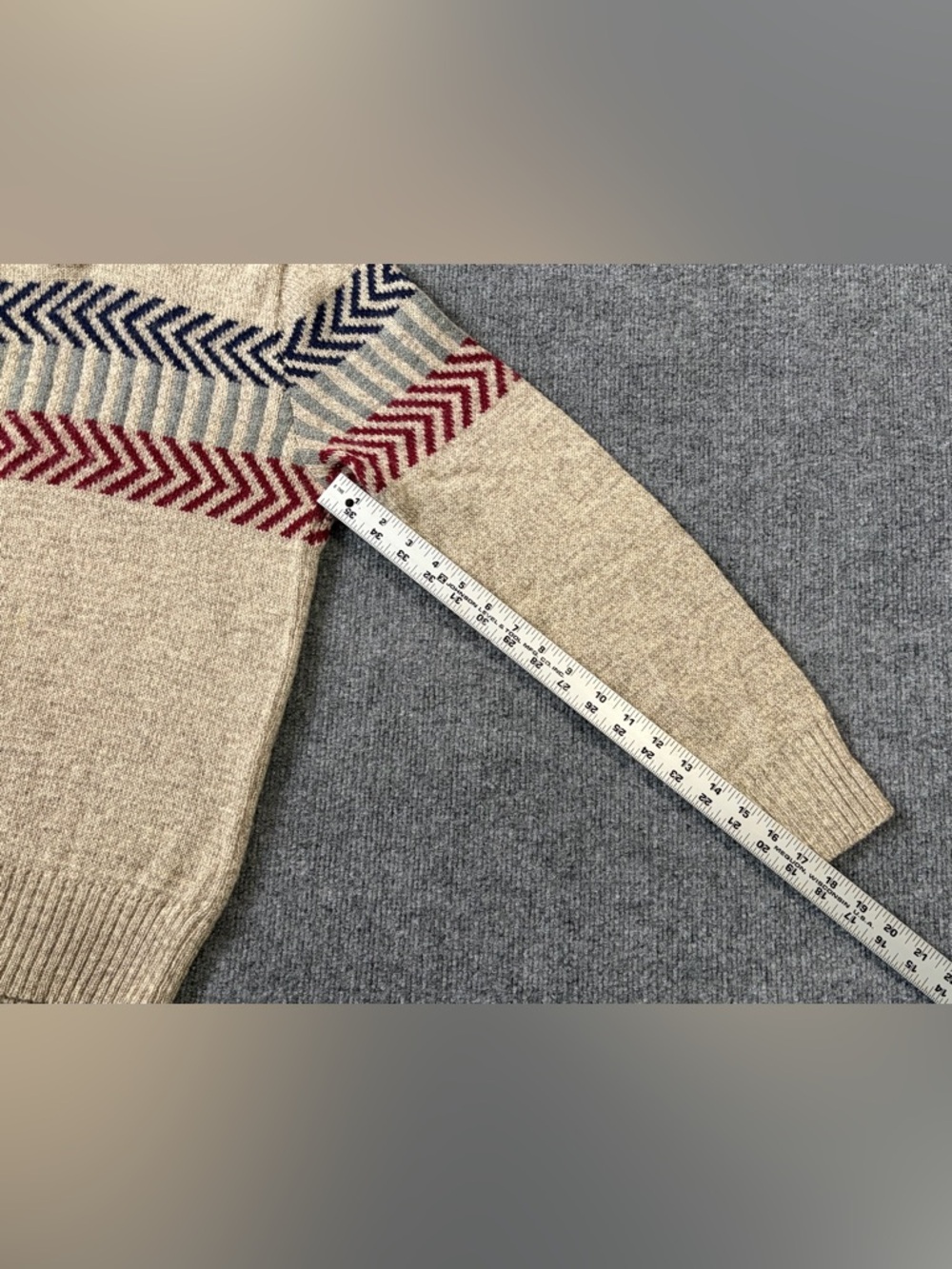 Vintage Environmental Clothing Co Wool Sweater USA Chevron Knit Beige Men’s M - Picture 6 of 8